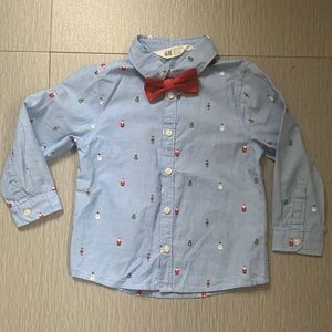 Button down Christmas shirt.